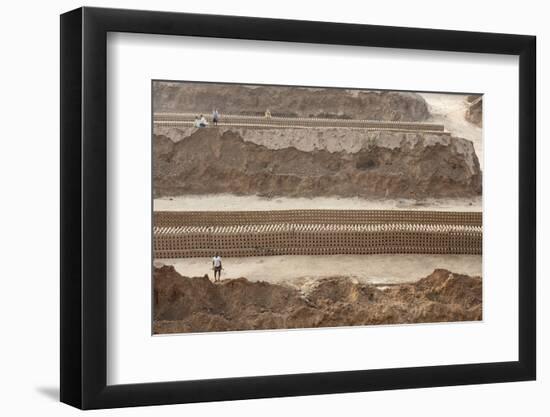 Brick Workers Amongst Hand Made Bricks, Rajasthan, India-Annie Owen-Framed Photographic Print