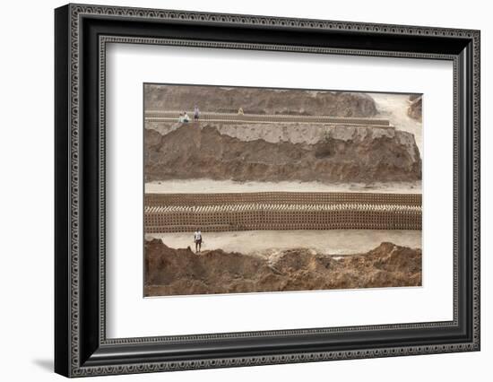 Brick Workers Amongst Hand Made Bricks, Rajasthan, India-Annie Owen-Framed Photographic Print