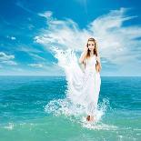 Ancient Greek Goddess In Sea Waves-brickrena-Premium Giclee Print