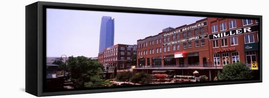 Bricktown Mercantile Building Along the Bricktown Canal with Devon Tower in Background-null-Framed Stretched Canvas