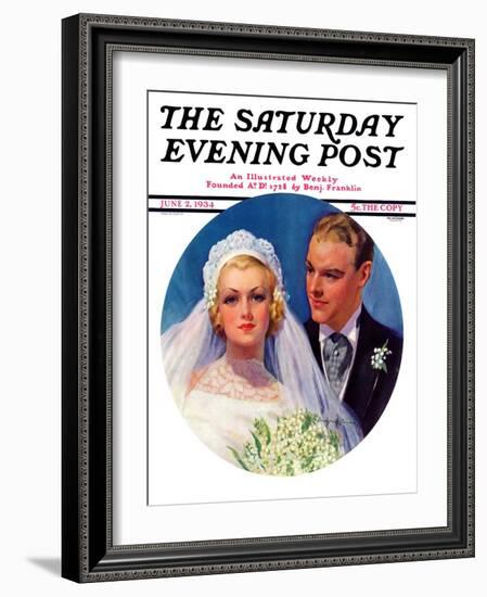 "Bridal Couple," Saturday Evening Post Cover, June 2, 1934-Bradshaw Crandall-Framed Giclee Print