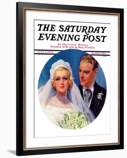 "Bridal Couple," Saturday Evening Post Cover, June 2, 1934-Bradshaw Crandall-Framed Giclee Print