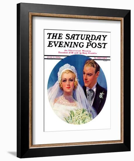 "Bridal Couple," Saturday Evening Post Cover, June 2, 1934-Bradshaw Crandall-Framed Giclee Print