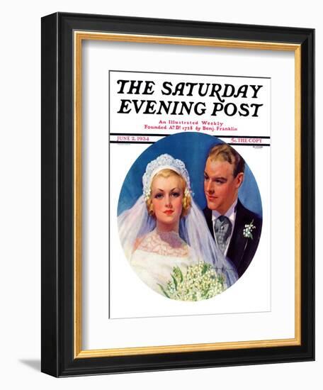 "Bridal Couple," Saturday Evening Post Cover, June 2, 1934-Bradshaw Crandall-Framed Giclee Print