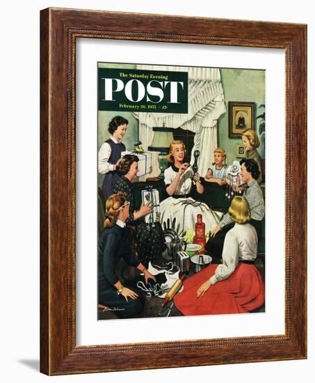 "Bridal Shower" Saturday Evening Post Cover, February 26, 1955-Stevan Dohanos-Framed Giclee Print