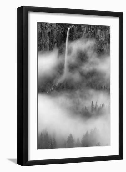 Bridalveil Fall Dreams Within Fog Yosemite Valley Black White-Vincent James-Framed Photographic Print