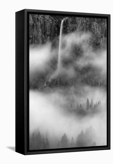 Bridalveil Fall Dreams Within Fog Yosemite Valley Black White-Vincent James-Framed Premier Image Canvas