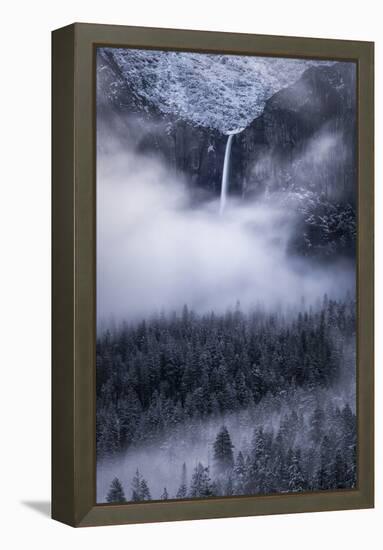 Bridalveil Fall Streams Into The Clouds Of Yosemite Valley-Joe Azure-Framed Premier Image Canvas