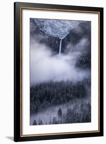 Bridalveil Fall Streams Into The Clouds Of Yosemite Valley-Joe Azure-Framed Photographic Print