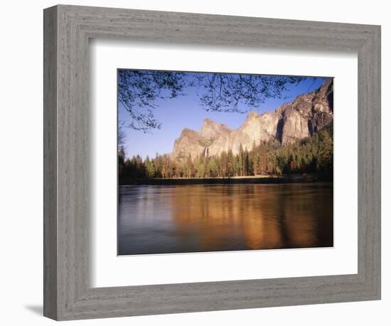 Bridalveil Fall with Cathedral Rocks, Yosemite National Park, California, USA-Adam Jones-Framed Photographic Print