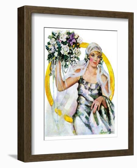 "Bride and Bouquet,"October 13, 1928-Ellen Pyle-Framed Giclee Print