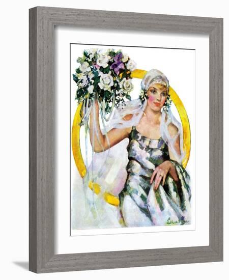 "Bride and Bouquet,"October 13, 1928-Ellen Pyle-Framed Giclee Print