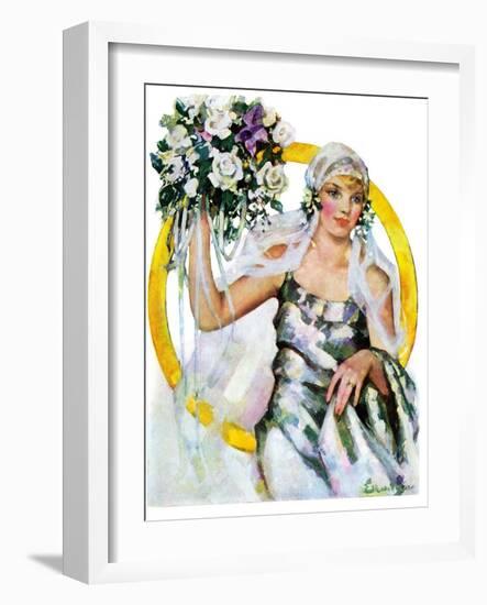 "Bride and Bouquet,"October 13, 1928-Ellen Pyle-Framed Giclee Print