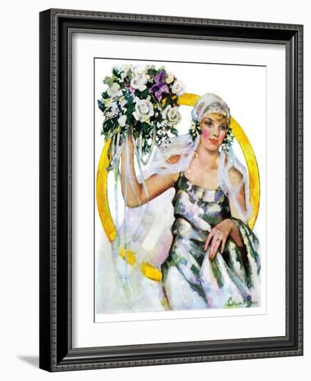 "Bride and Bouquet,"October 13, 1928-Ellen Pyle-Framed Giclee Print