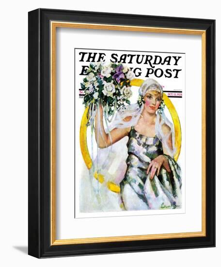 "Bride and Bouquet," Saturday Evening Post Cover, October 13, 1928-Ellen Pyle-Framed Giclee Print