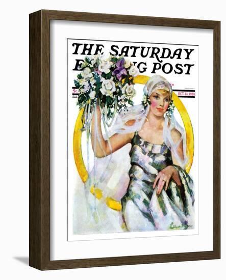 "Bride and Bouquet," Saturday Evening Post Cover, October 13, 1928-Ellen Pyle-Framed Giclee Print