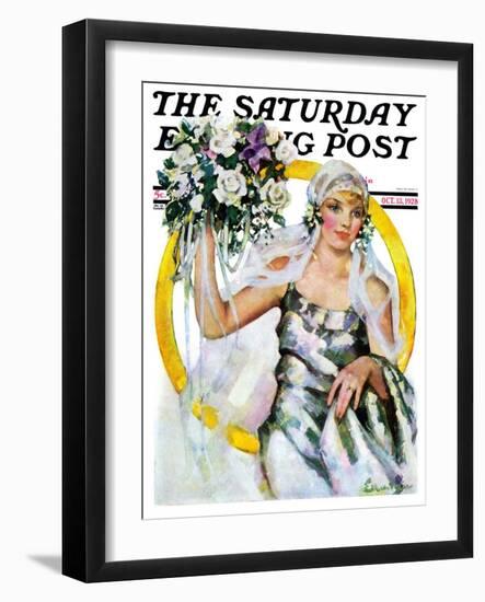 "Bride and Bouquet," Saturday Evening Post Cover, October 13, 1928-Ellen Pyle-Framed Giclee Print