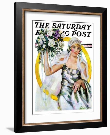 "Bride and Bouquet," Saturday Evening Post Cover, October 13, 1928-Ellen Pyle-Framed Giclee Print