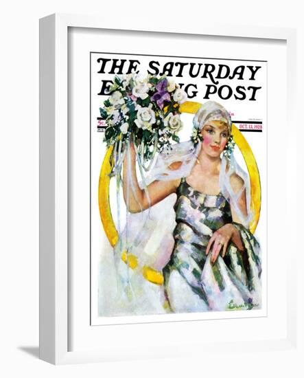 "Bride and Bouquet," Saturday Evening Post Cover, October 13, 1928-Ellen Pyle-Framed Giclee Print