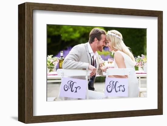 Bride and Groom Enjoying Meal at Wedding Reception-monkeybusinessimages-Framed Photographic Print