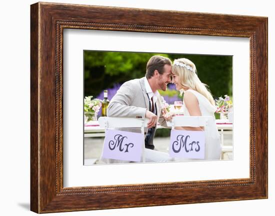 Bride and Groom Enjoying Meal at Wedding Reception-monkeybusinessimages-Framed Photographic Print