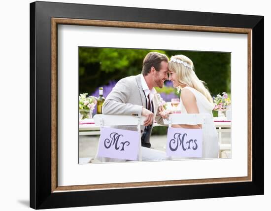 Bride and Groom Enjoying Meal at Wedding Reception-monkeybusinessimages-Framed Photographic Print