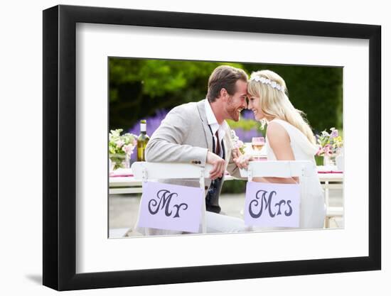 Bride and Groom Enjoying Meal at Wedding Reception-monkeybusinessimages-Framed Photographic Print