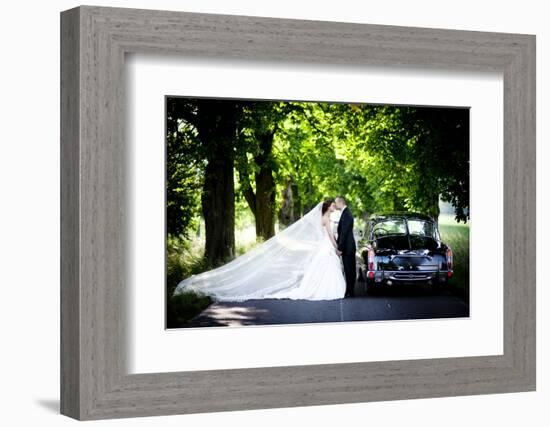 Bride and Groom in Car-HalfPoint-Framed Photographic Print