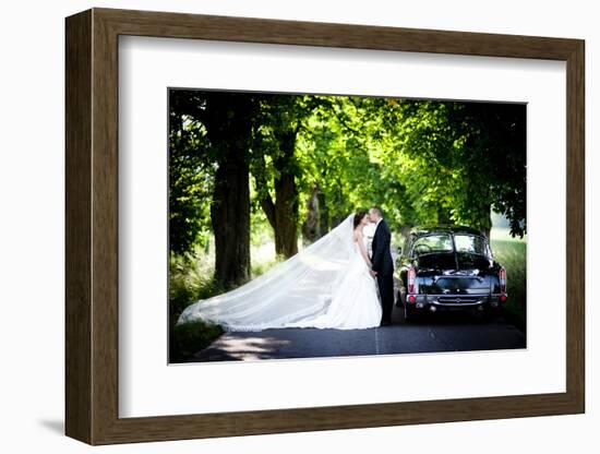 Bride and Groom in Car-HalfPoint-Framed Photographic Print