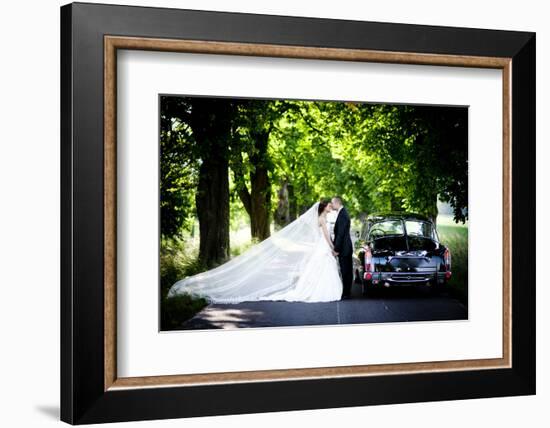 Bride and Groom in Car-HalfPoint-Framed Photographic Print