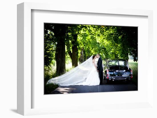 Bride and Groom in Car-HalfPoint-Framed Photographic Print