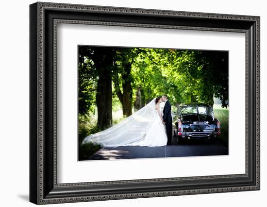 Bride and Groom in Car-HalfPoint-Framed Photographic Print