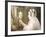 Bride Gazing into Hand Mirror-null-Framed Photo