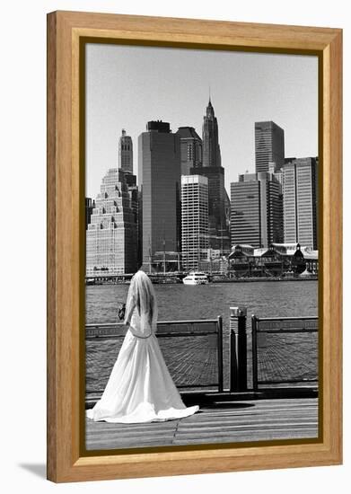 Bride in Dumbo NYC-null-Framed Stretched Canvas