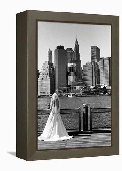 Bride in Dumbo NYC-null-Framed Stretched Canvas