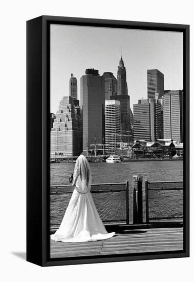 Bride in Dumbo NYC-null-Framed Stretched Canvas