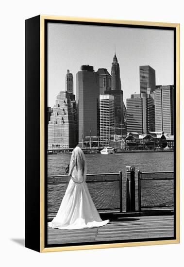 Bride in Dumbo NYC-null-Framed Stretched Canvas