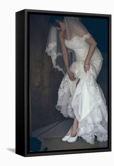 Bride in White Dress-Clive Nolan-Framed Premier Image Canvas