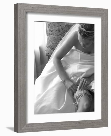 Bride Pulling Up Garter-Abraham Nowitz-Framed Photographic Print