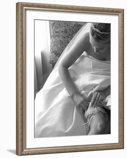 Bride Pulling Up Garter-Abraham Nowitz-Framed Photographic Print