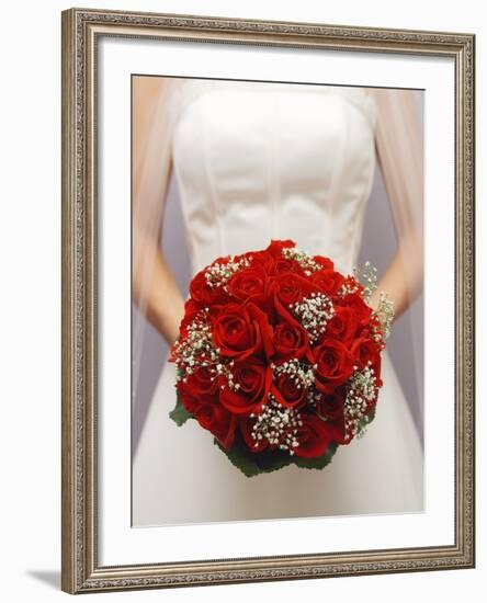 Bride with bridal bouquet-null-Framed Photographic Print