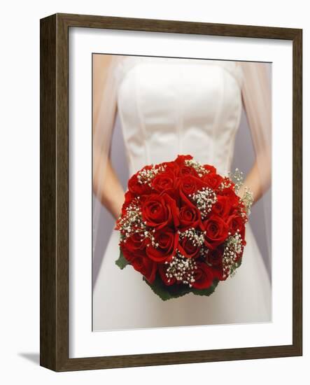 Bride with bridal bouquet-null-Framed Photographic Print