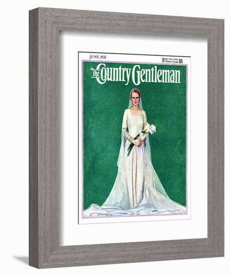 "Bride with Calla Lilies," Country Gentleman Cover, June 1, 1931-McClelland Barclay-Framed Giclee Print