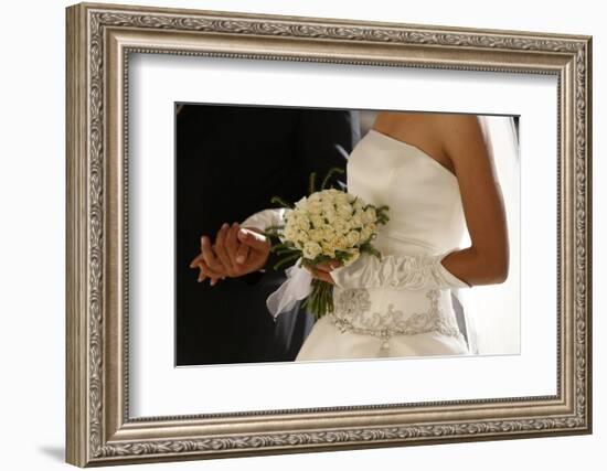 Bride with her father at a Catholic wedding, Jerusalem-Godong-Framed Photographic Print