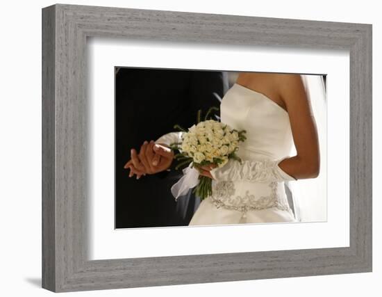 Bride with her father at a Catholic wedding, Jerusalem-Godong-Framed Photographic Print