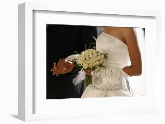 Bride with her father at a Catholic wedding, Jerusalem-Godong-Framed Photographic Print