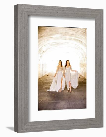 Brides first look pre-wedding ceremony, Corona, California, USA-Laura Grier-Framed Photographic Print