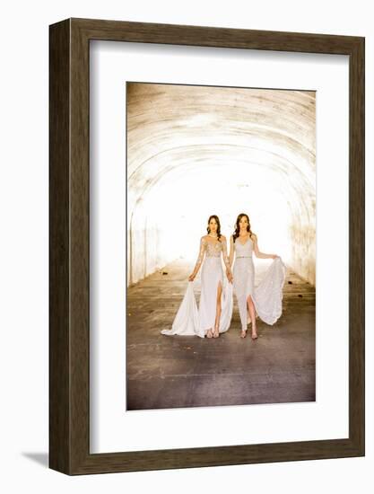 Brides first look pre-wedding ceremony, Corona, California, USA-Laura Grier-Framed Photographic Print
