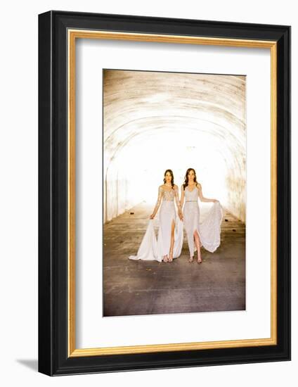 Brides first look pre-wedding ceremony, Corona, California, USA-Laura Grier-Framed Photographic Print