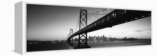 Bridge across a Bay with City Skyline in the Background, Bay Bridge, San Francisco Bay-null-Framed Stretched Canvas